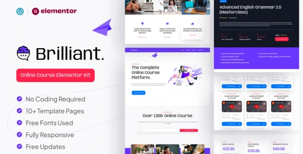 Brilliant - Online Course Elementor Pro Template Kit
