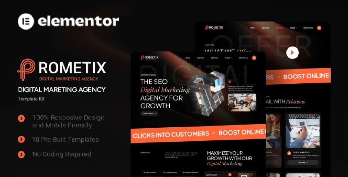 Prometix - Digital Marketing Agency Elementor Template Kit