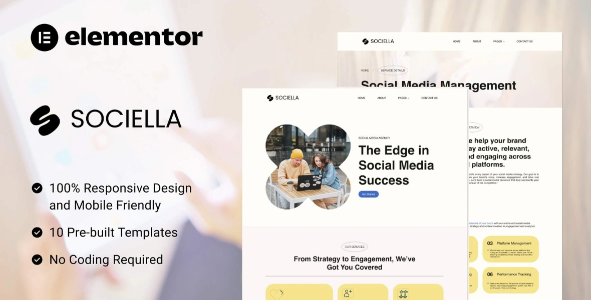 Sociella – Social Media Agencies Elementor Template Kit