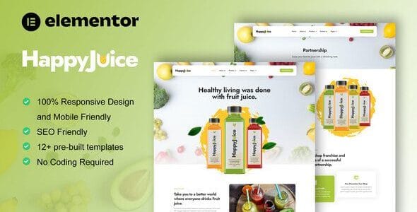 HappyJuice - Juice & Fresh Drink Elementor Pro Template Kit