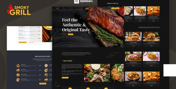 Smoky Grill - Restaurant & Cafe Elementor Pro Template Kit
