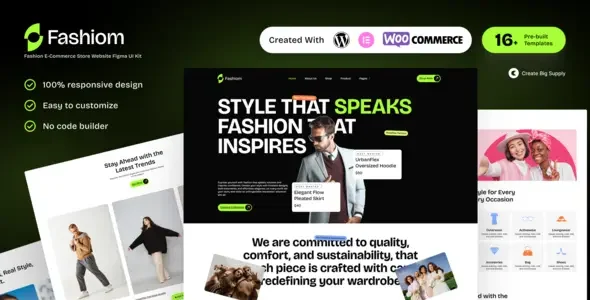 Fashiom - Fashion E-Commerce Store Elementor Template Kit for Clothing Brands and Online Boutiques