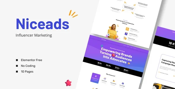 Niceads - Influencer Marketing Elementor Template Kit
