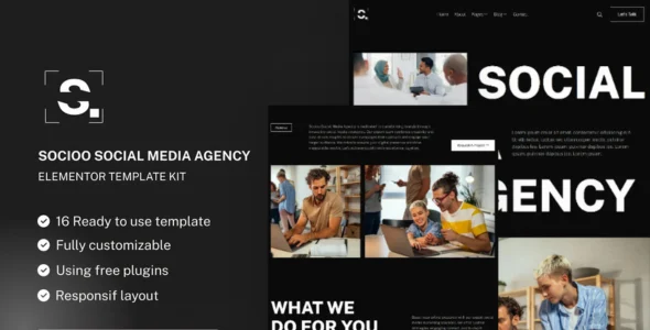Socioo - Social Media Agency Elementor Template Kit