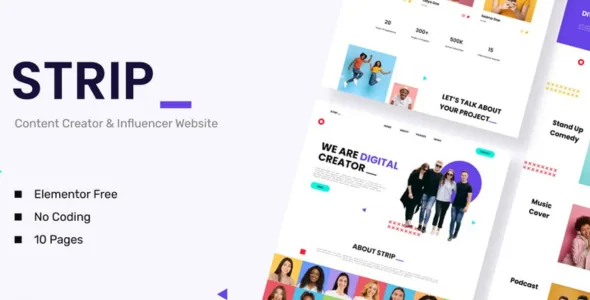 Strip - Content Creator & Influencer Elementor Template Kit