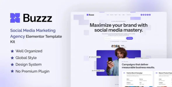 Buzzz - Social Media Marketing Agency Elementor Template Kit