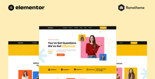 Hypebeat - Influencer Marketing Elementor Pro Full Site Template Kit