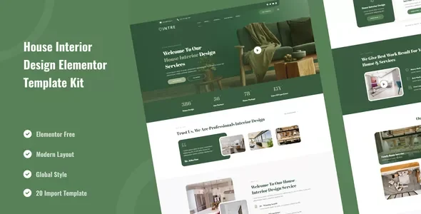 Intre - House Interior Design Service Elementor Template Kit