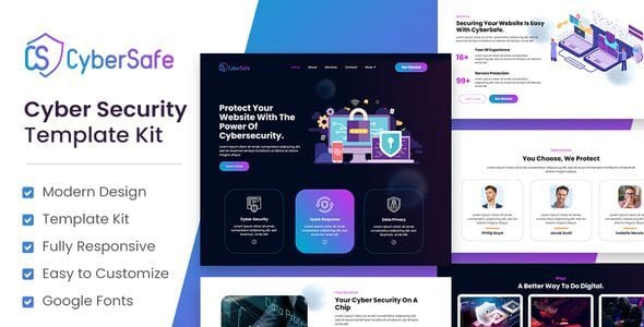 CyberSafe - Cyber Security Service Elementor Template Kit