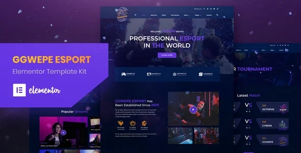 GGWEPE – Esports & Gaming Elementor Template Kit