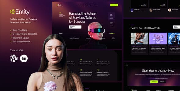 Entity - Artificial Intelligence Services Elementor Template Kit