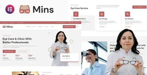 Mins - Eye Care Clinic Services Elementor Template Kit